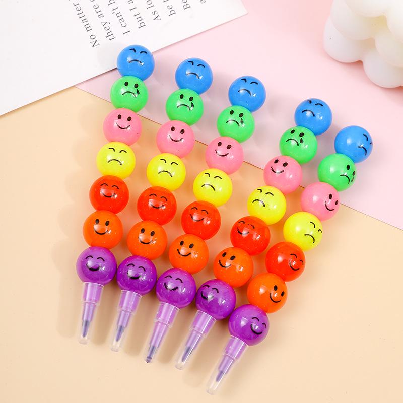 Seven-Section Tanghulu Crayon: Colorful Student Cartoon Pencil for Creative Drawing and Writing