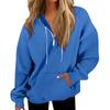 Women's Casual Fashion Long Sleeve Solid Color Zip Pullover Hoodies Sweatshirt Top