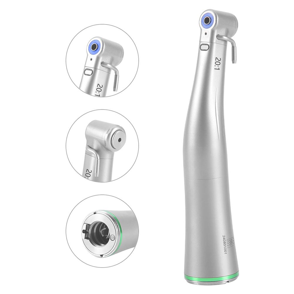 AZDENT Dental Contra Angle LED Fiber Optic Low Speed Handpiece E-type Push Button Type Chuck Handpiece 1:1/1:5/20:1/1:4.2