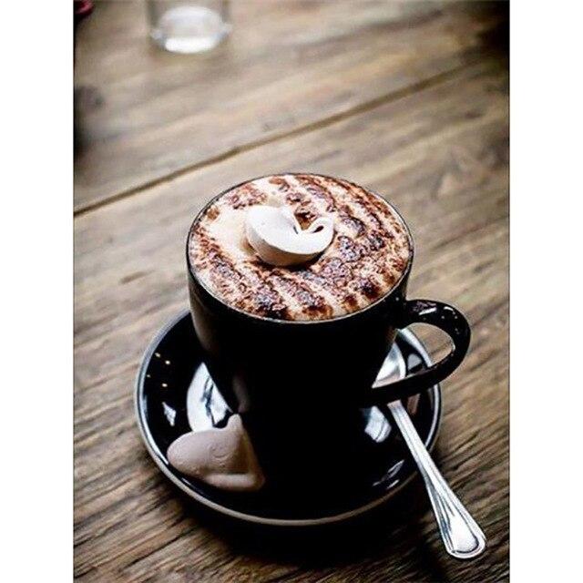 5D-Diamant-Malerei, Kaffee, voll, quadratisch, rund, Diamant-Stickerei, Tasse, Bild von Strasssteinen, Mosaik, Kreuzstich-Set, Heimdekoration