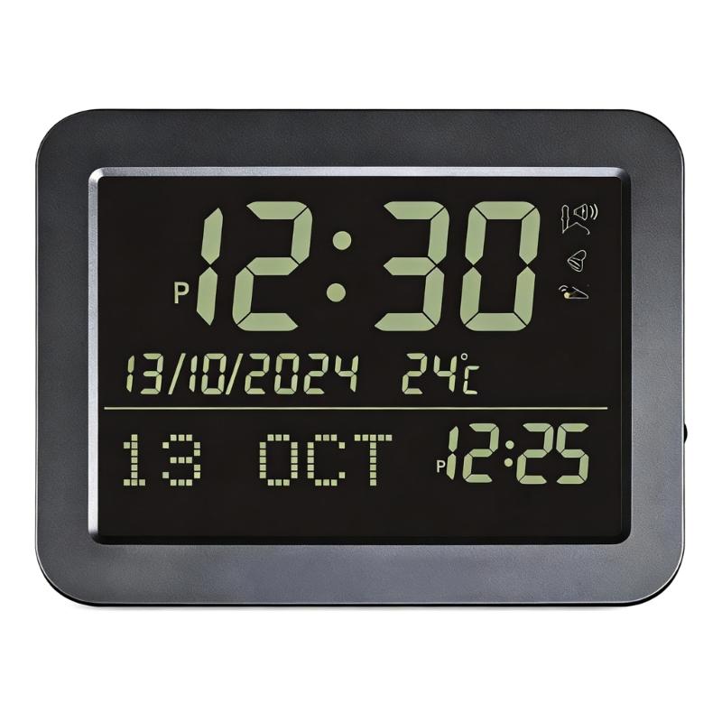 

Square LCD Digital Clock Temperature Sensors Easy Operation Azan Clock For Home Office Desk Decoration Use чорний