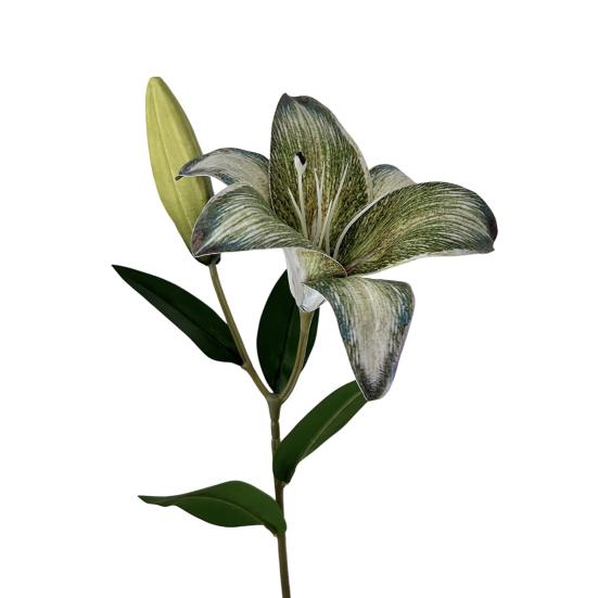 

20inch Artificial Lily Flower Fake Real Touch Lily with 2 Heads Blooms 2 Buds for Home Office Decor Wedding Party Spring Table Centerpiece
