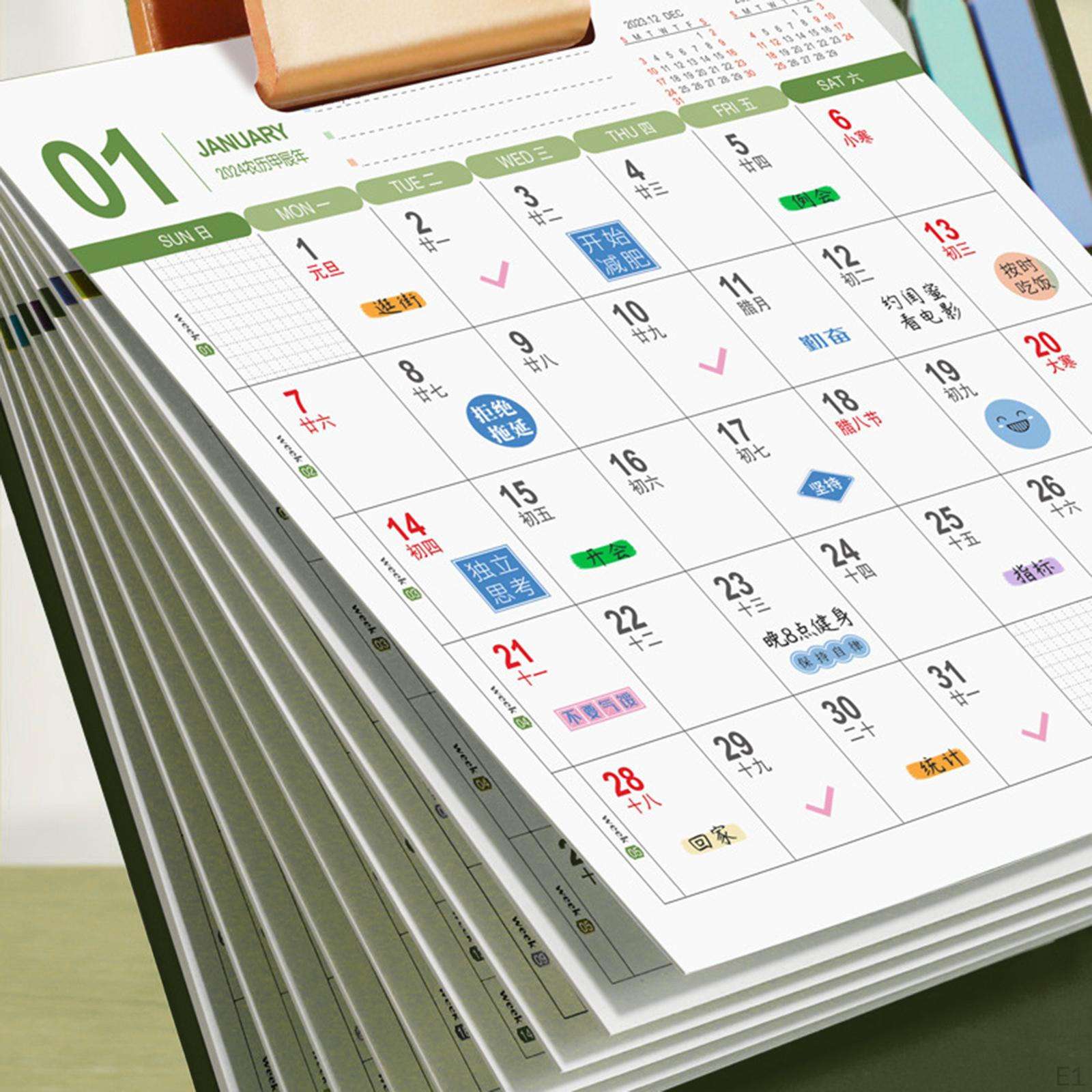 Настольный календарь Январь-декабрь План и расписание с базовым настольным китайским годом — фото 2