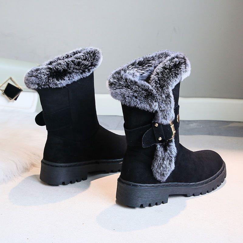 Autumn and winter new retro wind velvet thickened snow boots women's thick-soled fashion heightening non-slip Martin boots