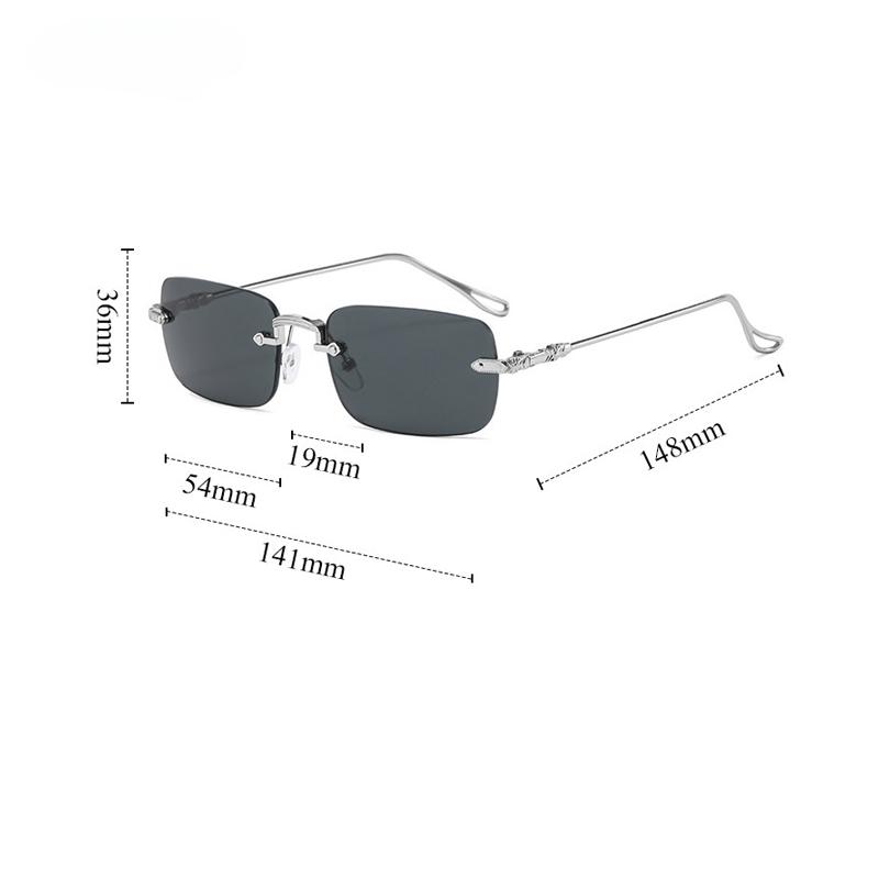 Rimless Rectangle Sunglasses Men Women  Fashion New in Vintage Shades Eyewear Brand Design Ocean Lenses Sun Glasses