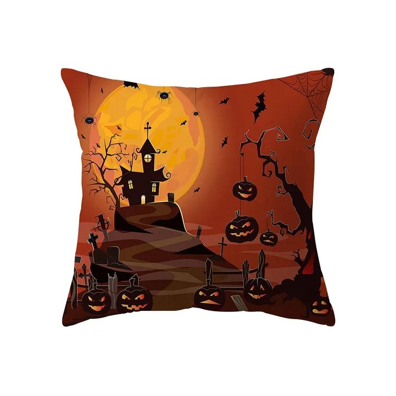 Horror Halloween Theme Pumpkin Print Pattern Cushion Cover Home Living Room Sofa Decoration Square Pillow