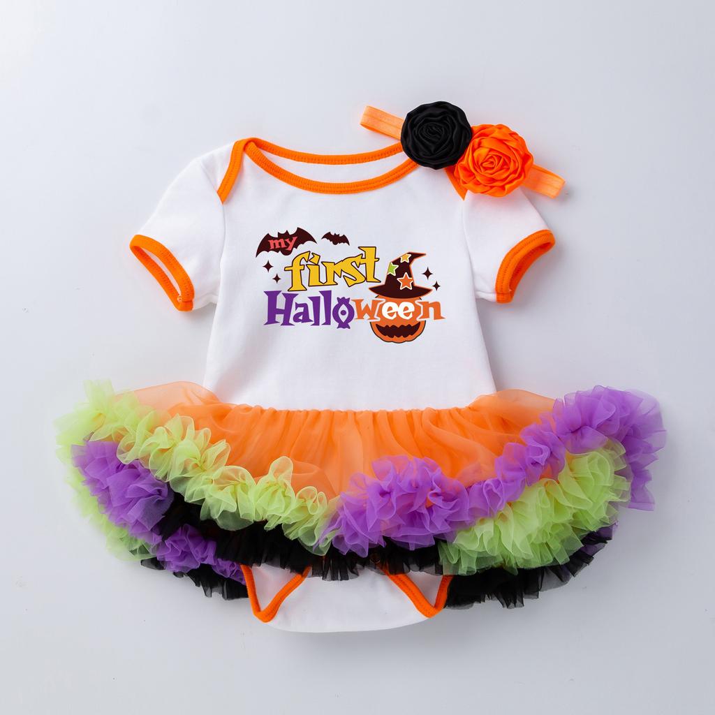 Infant Baby Girls Kids Skirts Set 2PC Romper + Headband Halloween Outfits