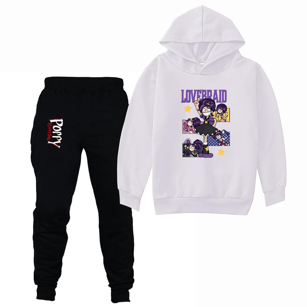 4143 Kids Girls Lily Lovebraids Print Cotton Long Sleeves Hoodies Trousers Set 100cm белый