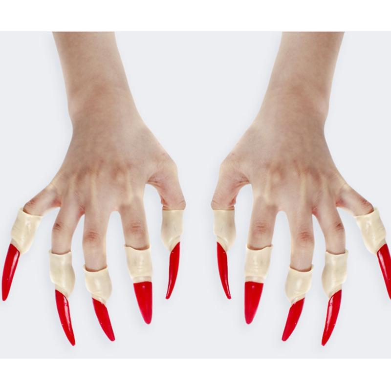 Witch Fingers Nails Halloween Costume Props Fake Witch Nose for Party Club