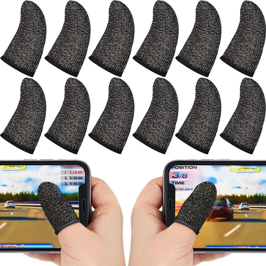 24Pcs Mobile Phone Finger Cuff Fibroid Mobile Game Touch Screen Fiber Breathable And Sweat Resistant Walking Game Finger Cuff
