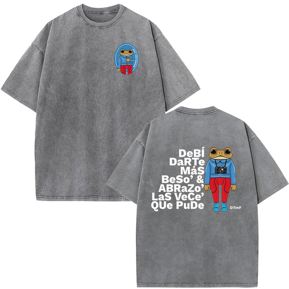 Vintage Washed Rapper Bad Bunny Debi Tirar Mas Fotos DTMF T Shirts Men Women Summer Clothing Fashion Hip Hop Tshirts Streetwear