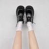 Retro lace-up round head jk black wind small leather shoes women's single shoes new women's shoes thick sole