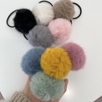 Mink Pom Pom Hair Band, Fur Pom Pom, Hair Scrunchie, 9 Colors