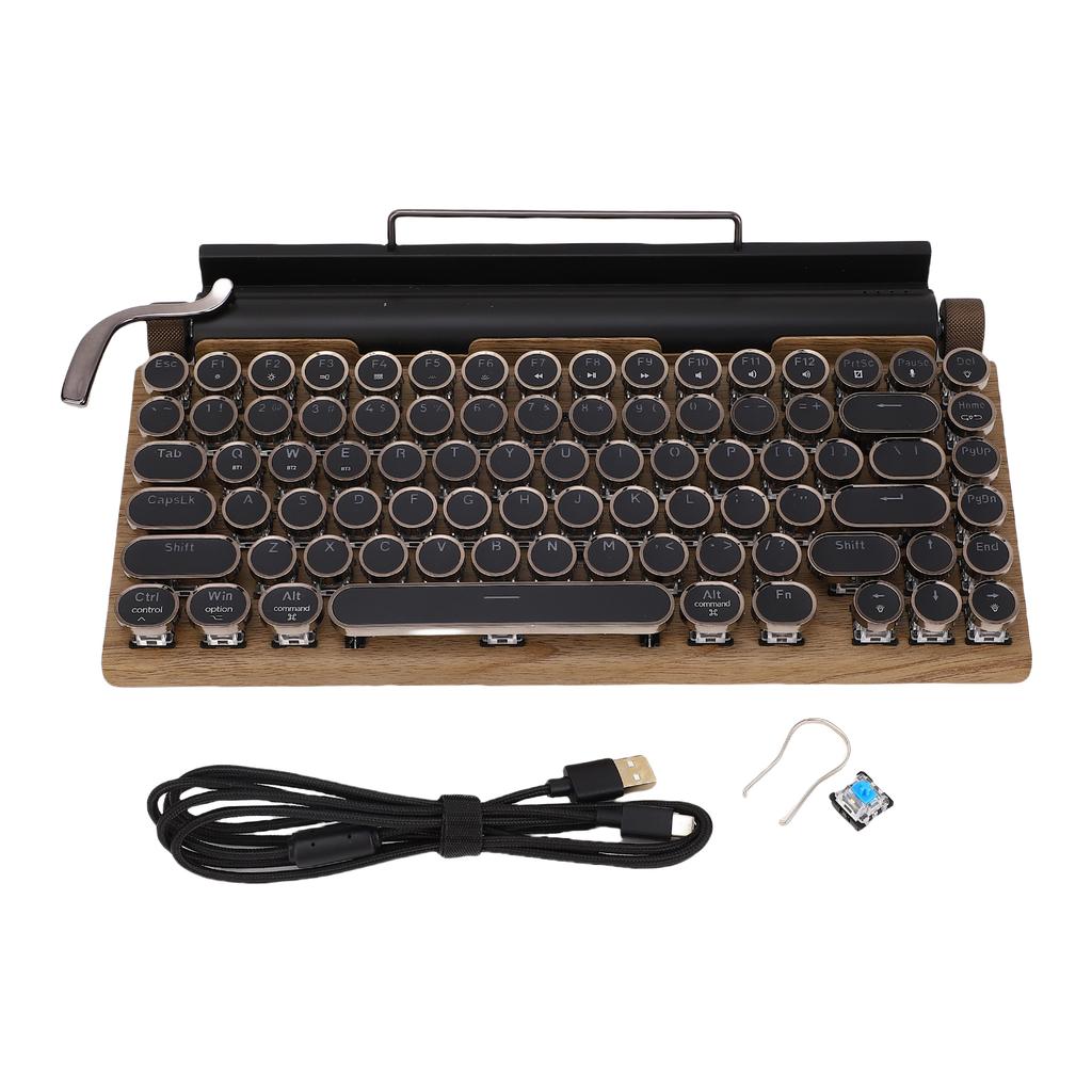 Mechanische Tastatur 83 Tasten Retro Verschleißfest Unterstützt Wireless 2000mA Einstellbare Helligkeit Retro Schreibmaschinentastatur