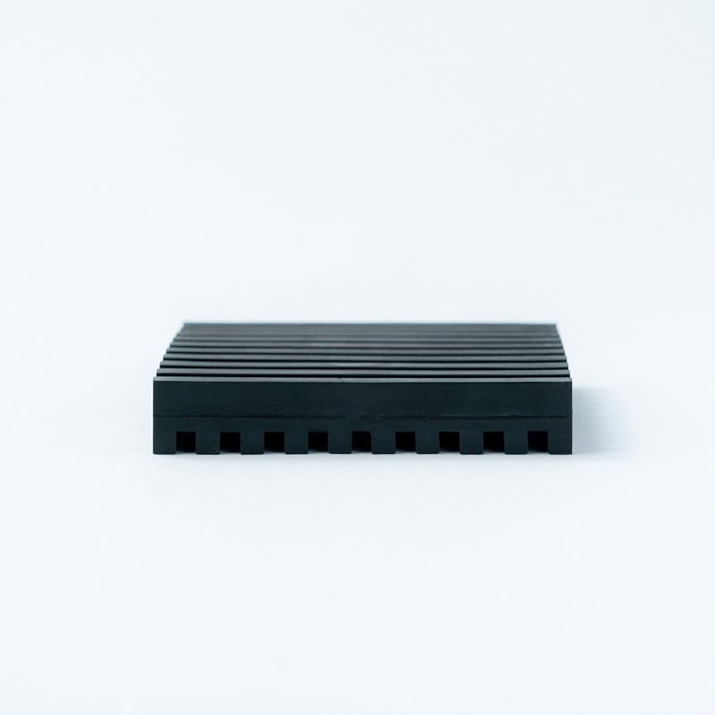 Tokyo Bouon Easy-to-Use Anti-Vibration Rubber Mat for Home Appliances, Jagged Head TI-505V4 Black, Color Transfer Resistant, Double-Sided Grooved, Set