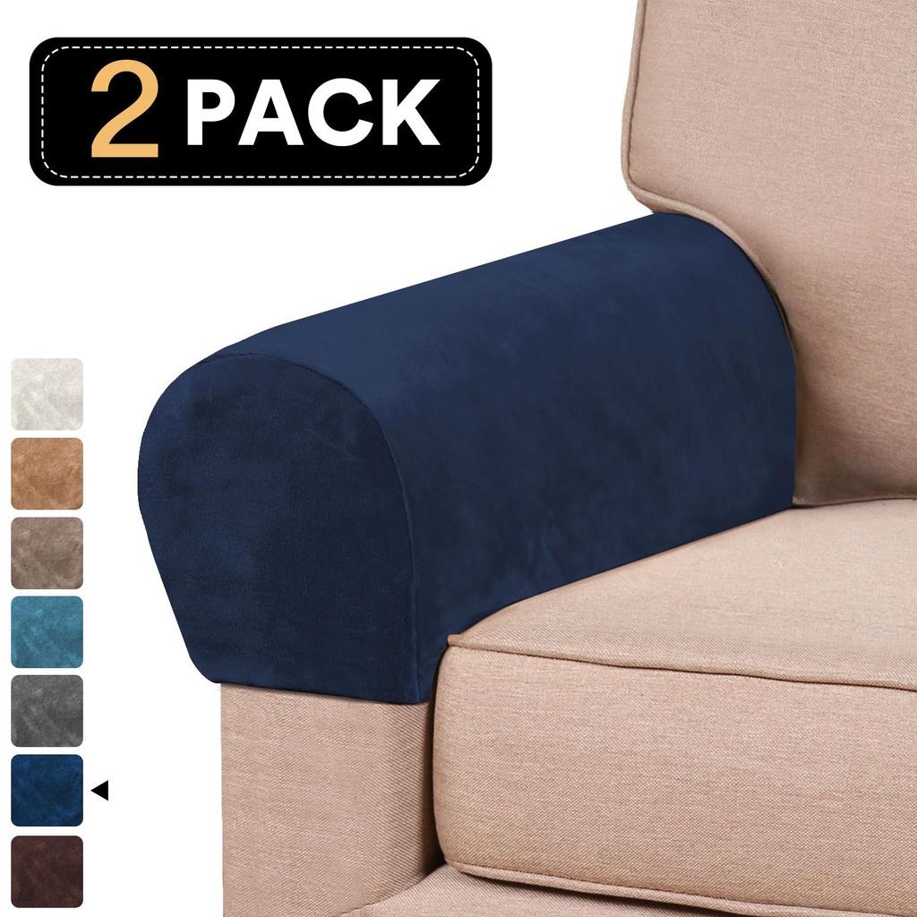 Velvet Armrest 2pcs Covers Stretch Set Chair Sofa Arm Protectors Couch Removable