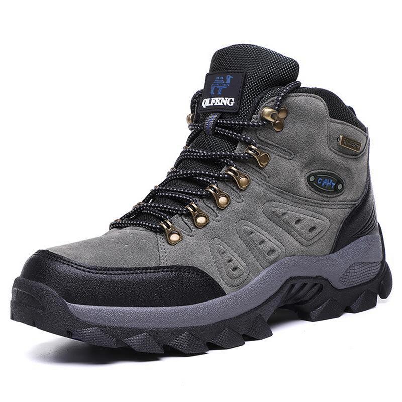 Cross-Border Plus Size Winter High-Top Hiking Shoes: Cotton-Padded, Warm, Fleece-Lined, Leather, Outdoor Casual Snow Boots for Couples.