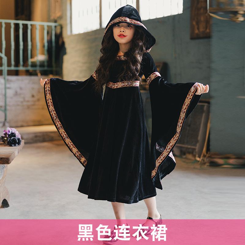 

Halloween children s costume retro court style Little Red Riding Hood long sleeve medieval costume vampire witch costume 110cm