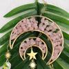 Natural Crystal Moon Pendant Sun Catcher Wind Chime for Home and Garden Decoration