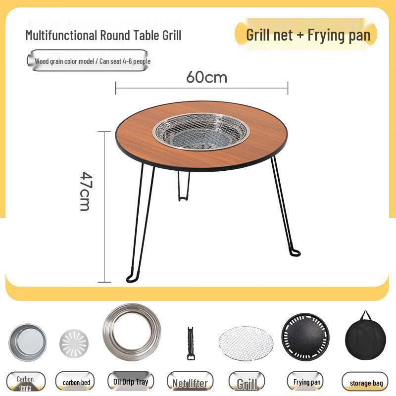 Suiyuan Foldable Tea & BBQ Table with Warming Fire Pit