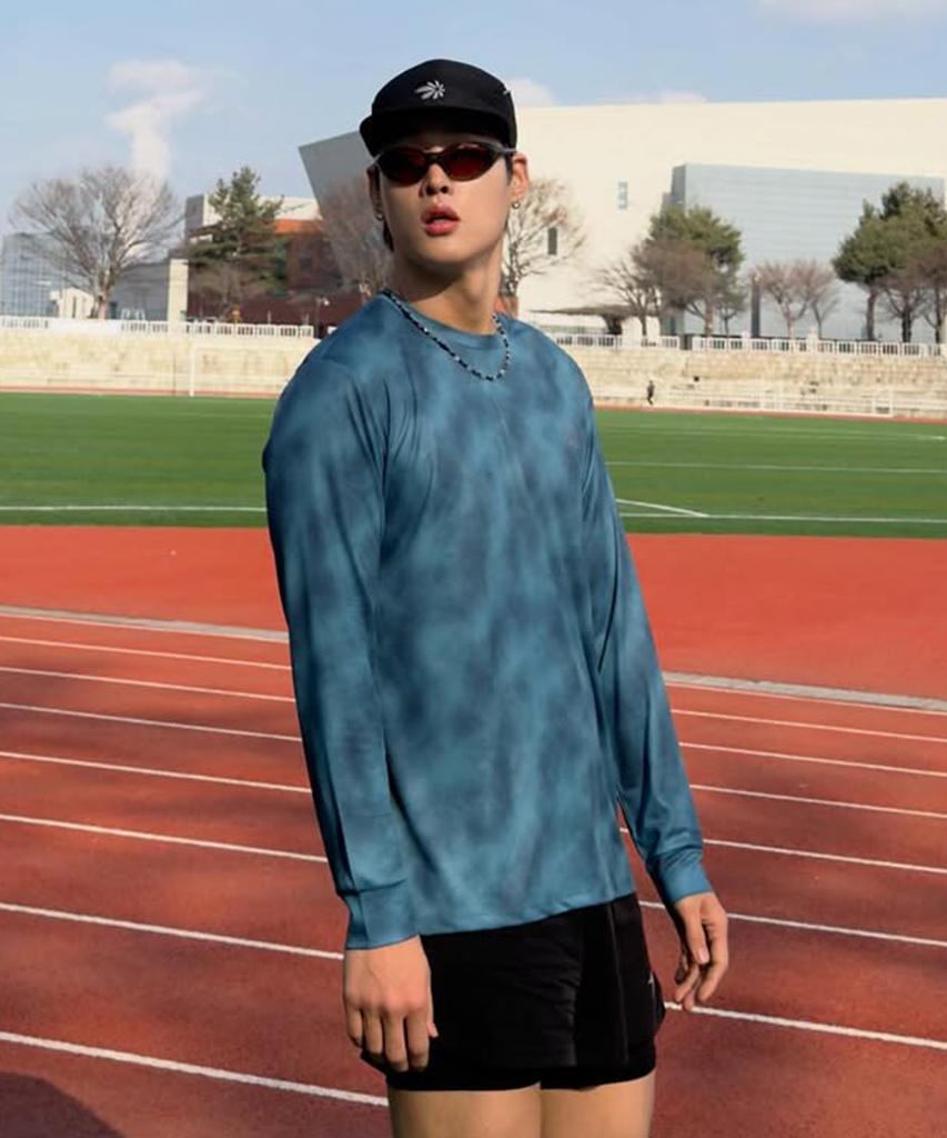 RRIG Uni Tie-Dye Grid Mesh Long Sleeve T-Shirt_Kh R1Ts2104