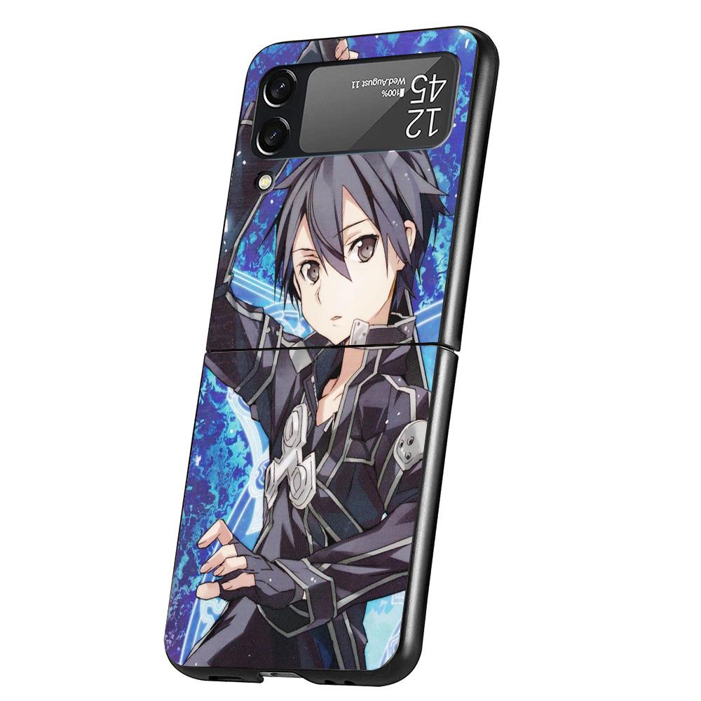 Sword Art Online Anime Cover Phone Case For Samsung Galaxy Z Flip 7 6 5 4 3 5G Flip7 Flip6 Flip5 Flip4 Flip3 Black Fundas Shell
