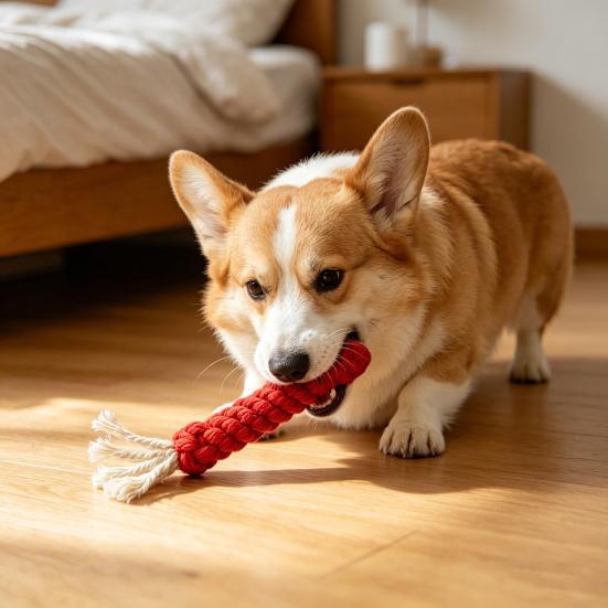 Braided Carrot Dog Toy Safe Cotton Rope Dog Chew Toy Teeth Cleaning Toy for Puppy Teething Interactive Fetch Play