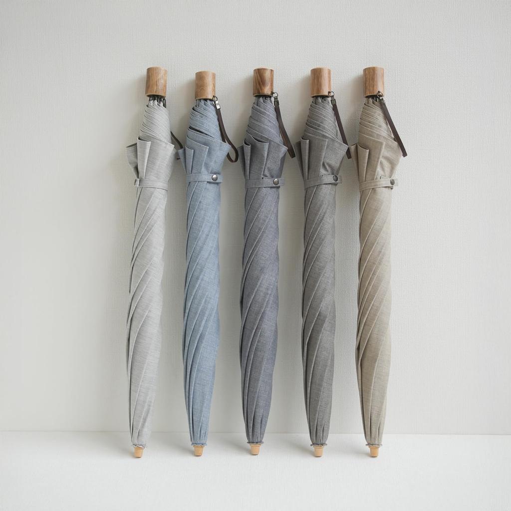 Made In Organic Cotton Folding Umbrella for All Weather Light 8 Light Over UV Over Heat Chambray Shade by Komiya Shoten Japan, Conditions, 2-way