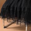 2025 Summer Women's Gentle Style Lace Trim Elastic Waist A-Line Midi Skirt