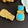 Turquoise Stud Earrings For Women Geometric Palace Style Medieval Fashion Elegant Retro Jewelry Gift