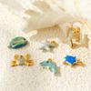 2Pcs 304 Stainless Steel Ocean Jewelry Charms Pearlescent Enamel Whale Turtle Starfish Crab 18K Gold Plated Pendant DIY Necklace