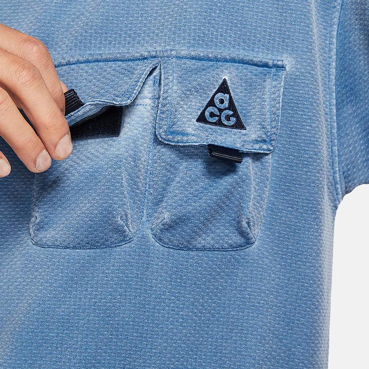 Nike ACG Embroidered Logo Solid Loose Round Neck Short Sleeve T-Shirt Men Tops Blue CZ4003-492