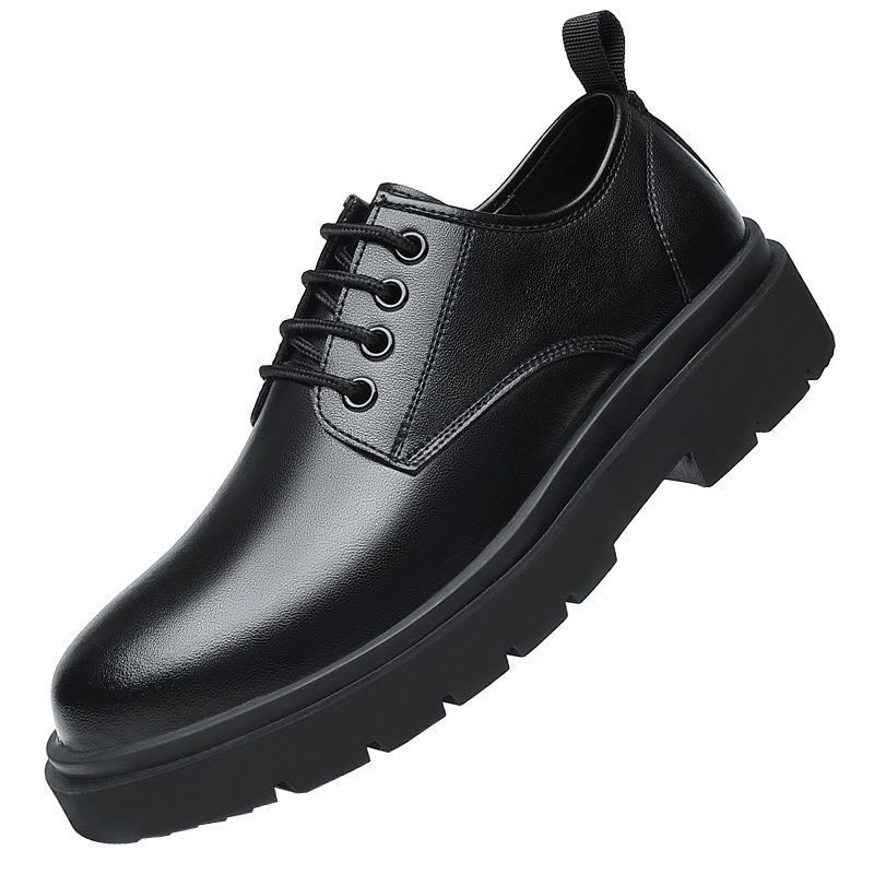 Leather Shoes Men s Low Top Youth British Style Casual Big Head Leather Shoes Working Men s Wedding Groom Shoes 39