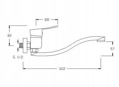 Madera Chrome Wall-mounted Kitchen Sink Tap