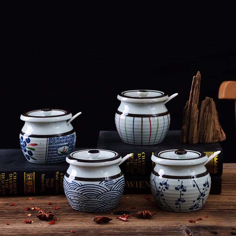 Japanese Hand-Painted Ceramic Condiment Jar