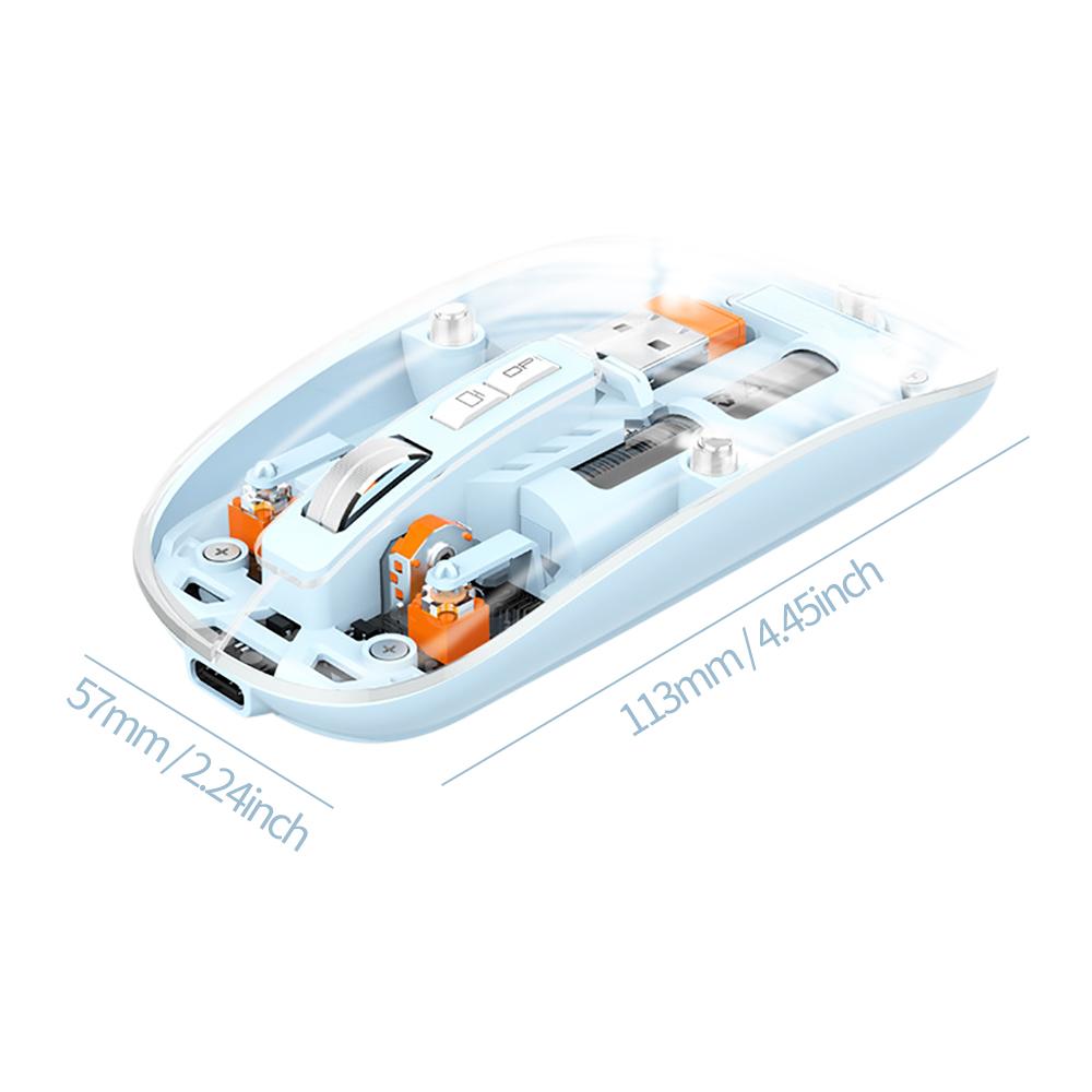 3 Modes Transparent Wireless Mouse 2.4G Wireless Bluetooth Rechargeable Mice Suitable For PC Games And Office
