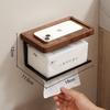 Punch-Free Walnut Toilet Paper Holder & Hand Wash Storage Rack