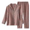 Cotton Winter Women Pajamas Long Sleeved Pants Women's Pajamas Suit Two Piece Set  Home Clothes Flower Jacquard Sleepwear