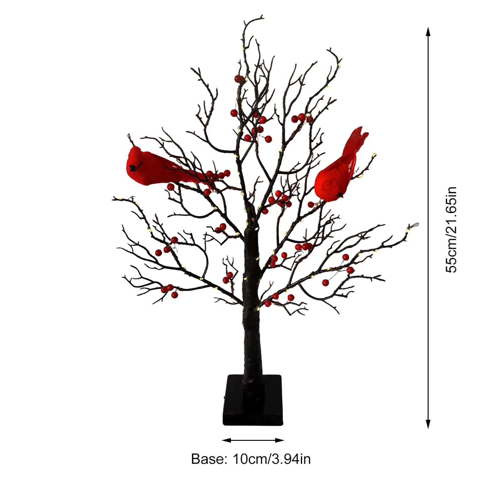 

Glowing Cardinal Tree with Lights, Warm Holiday Atmosphere Decor for Christmas Indoor Outdoor, Ideal Gift for Family & Friends