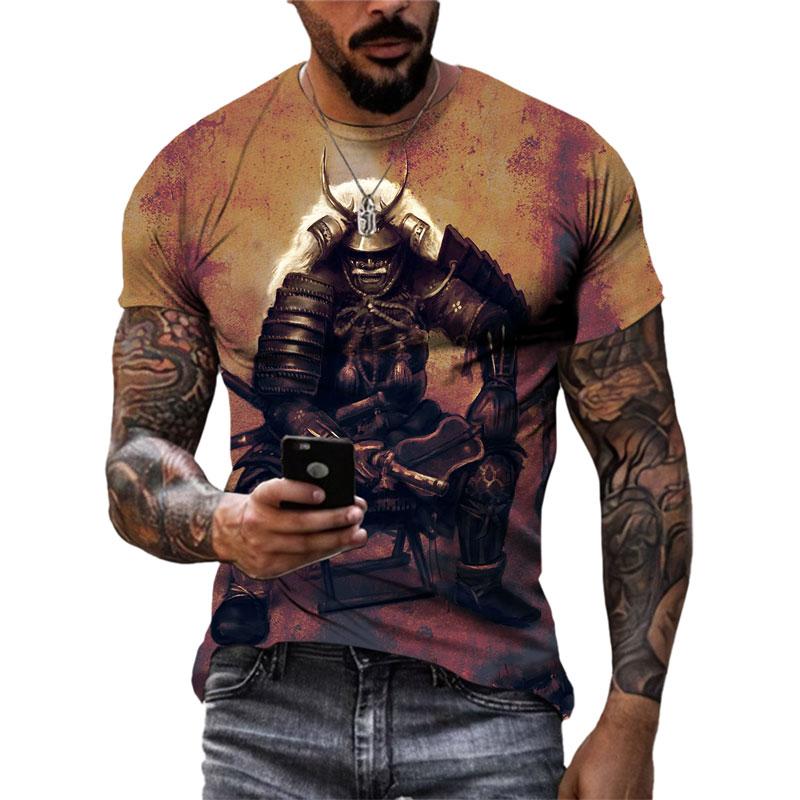 Summer Fashion Japanese Samurai Cool T Shirt Men Trend Casual Printed Streetwear O-neck Short Sleeve Quick-drying T-shirt