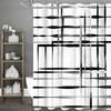 Modern Geometrisk Linje Abstrakt Minimalistisk Duschdraperi, Dekorativt Duschdraperi för Badrum, Vattentätt Duschdraperi med Hoo