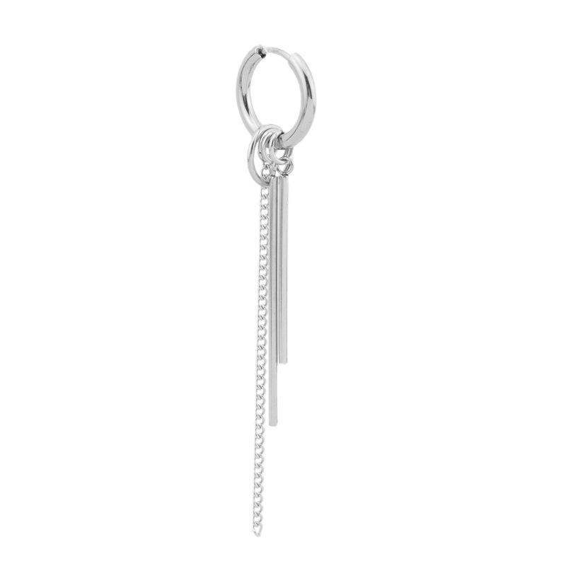 Neue Mode Edelstahl Lange Kette Quaste Pendent Ohrringe Hoop Persönlichkeit Ohr Clips für Unisex Hip-Hop Punk Rock Trendy