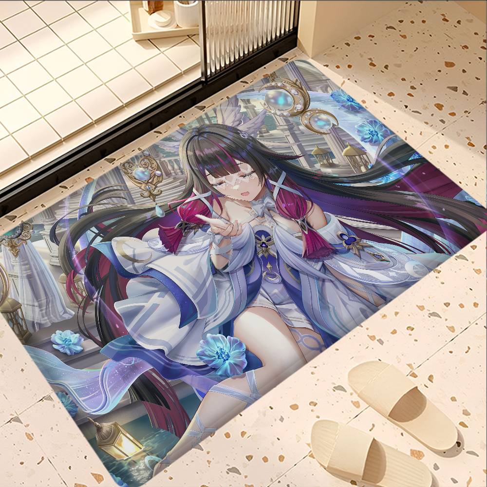 Genshin Impact Columbina Anime Hallway Carpet Non-Slip Laundry Room Mat Laundry Decor Balcony Child Living Room Bedside AreaRugs