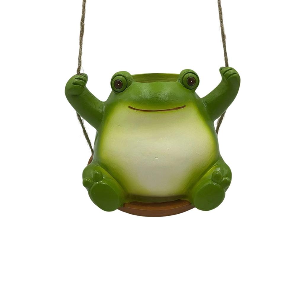 Swing Frogs Planter Pot Cute Smiling Face Resin Flower Pot Swing Succulent Flower Planter Wall Hanging Flower Pot Garden Decor