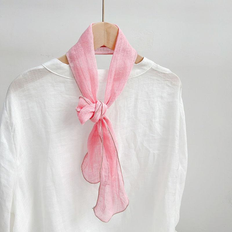 Retro Rain And Dew Striped Small Bow Tie Literary Versatile Women'S Summer Neck Protection Scarf Accessories Silk Korean Version