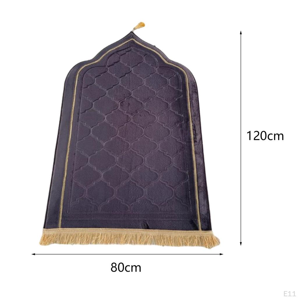 Islamic Prayer Rug Travel Portable Home Floor Embossing Worship Kneel Carpet