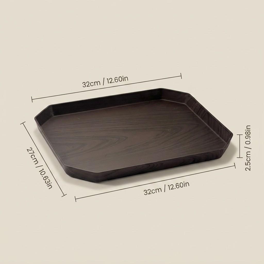 Waterproof Bathroom Vanity Tray Countertop Makeup Organizer Stackable Octagon Plastic Wood Grain Perfume Cosmetic Storage Tray