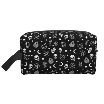 Bolsas Grandes de Almacenamiento de Adivinación de la Luna Calavera Negra Neceser de Viaje Bolsas de Cosméticos para Mujeres Hombres Estuche de Maquillaje Almacenamiento Impermeable