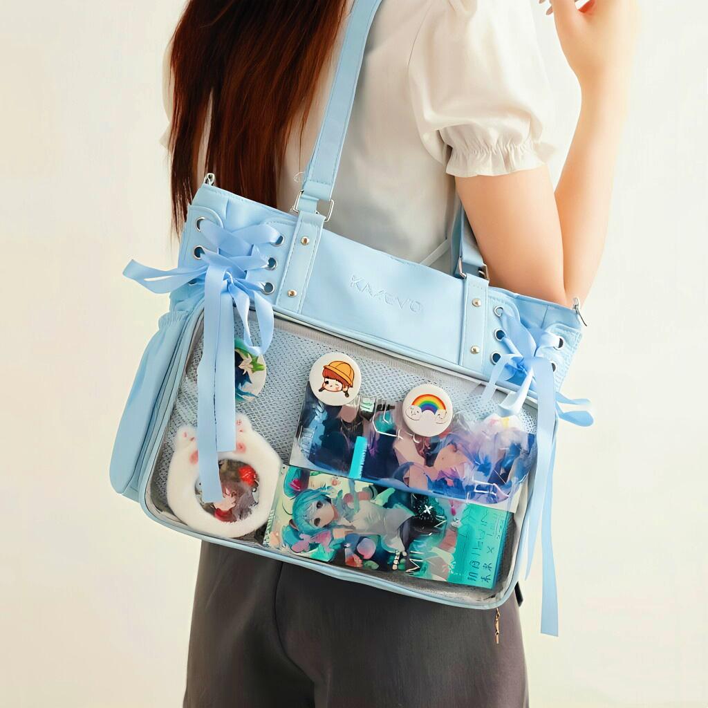 New Y2k Sweet Anime Ita Tote JK Two-dimensional Sling Carry Bag Lolita Female Transparent Shoulder Bag Otaku DIY Comic Display Handbag