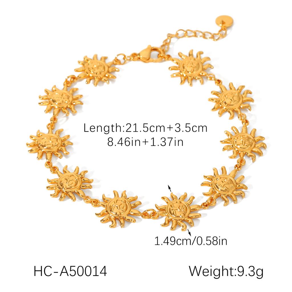 Stainless Steel Sun Anklet, Niche Design Foot Jewelry, Titanium Steel, Fade-resistant, Instagram Style Accessories